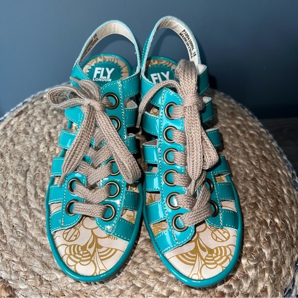 Fly London Yita Lace Up Leather Wedge Sandals - Picture 2 of 7